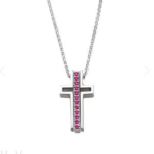 Like New (Worn Once) Trnity Cross Design October Birthstone Faith Necklace